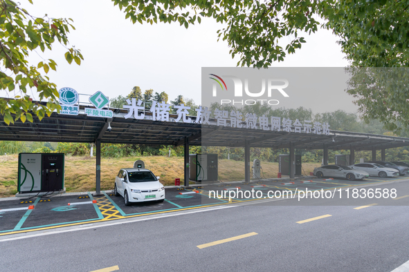 The ''Light storage, charge and discharge'' smart energy complex, jointly built by State Grid Nanjing Electric Vehicle Company and Nanjing Z...