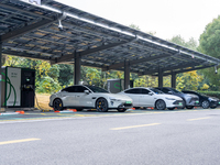 The ''Light storage, charge and discharge'' smart energy complex, jointly built by State Grid Nanjing Electric Vehicle Company and Nanjing Z...