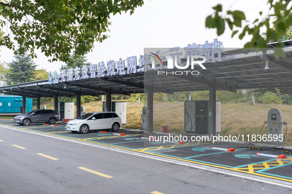 The ''Light storage, charge and discharge'' smart energy complex, jointly built by State Grid Nanjing Electric Vehicle Company and Nanjing Z...