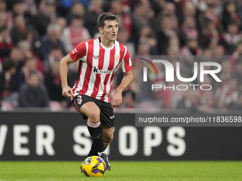 Dani Vivian centre-back of Athletic Club and Spain during the La Liga match between Athletic Club and Real Madrid CF at Estadio de San Mames...