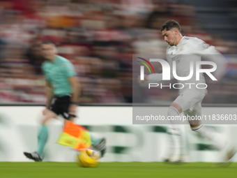 Federico Valverde central midfield of Real Madrid and Uruguay in action during the La Liga match between Athletic Club and Real Madrid CF at...