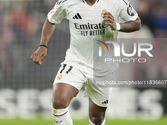 Rodrygo Goes right winger of Real Madrid and Brazil during the La Liga match between Athletic Club and Real Madrid CF at Estadio de San Mame...