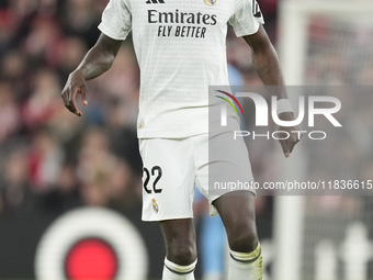 Antonio Rudiger centre-back of Real Madrid and Germany during the La Liga match between Athletic Club and Real Madrid CF at Estadio de San M...