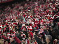 Athletic supporters during the La Liga match between Athletic Club and Real Madrid CF at Estadio de San Mames on December 3, 2024 in Bilbao,...