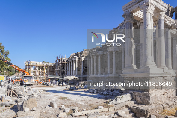 Ruins of the ancient city of Side are seen in Side, Turkey, on November 7, 2024. 