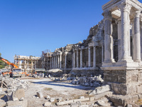 Ruins of the ancient city of Side are seen in Side, Turkey, on November 7, 2024. (