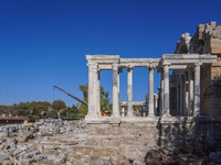 Ruins of the ancient city of Side are seen in Side, Turkey, on November 7, 2024. (