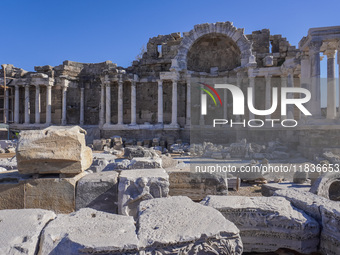 Ruins of the ancient city of Side are seen in Side, Turkey, on November 7, 2024. (