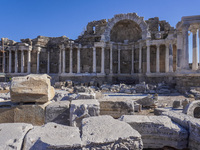 Ruins of the ancient city of Side are seen in Side, Turkey, on November 7, 2024. (