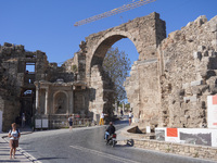 Ruins of the ancient city of Side are seen in Side, Turkey, on November 7, 2024. (