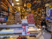 A shop with traditional Turkish sweets is seen in Side, Turkey, on November 7, 2024. (