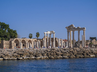 Ruins of the ancient city of Side are seen in Side, Turkey, on November 7, 2024. (