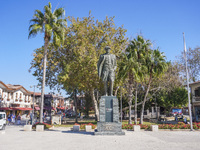 The statue of Mustafa Kemal Ataturk is seen in Side, Turkey, on November 7, 2024. (