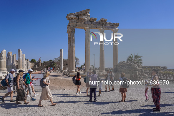 Ruins of the ancient city of Side are seen in Side, Turkey, on November 7, 2024. 