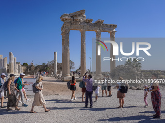 Ruins of the ancient city of Side are seen in Side, Turkey, on November 7, 2024. (