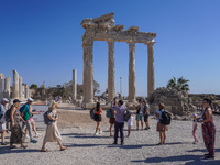 Ruins of the ancient city of Side are seen in Side, Turkey, on November 7, 2024. (