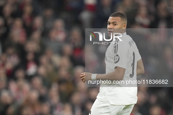 Kylian Mbappe centre-forward of Real Madrid and France during the La Liga match between Athletic Club and Real Madrid CF at Estadio de San M...