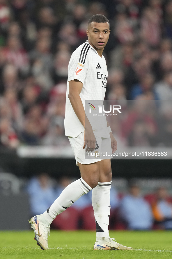 Kylian Mbappe centre-forward of Real Madrid and France during the La Liga match between Athletic Club and Real Madrid CF at Estadio de San M...