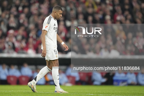 Kylian Mbappe centre-forward of Real Madrid and France during the La Liga match between Athletic Club and Real Madrid CF at Estadio de San M...