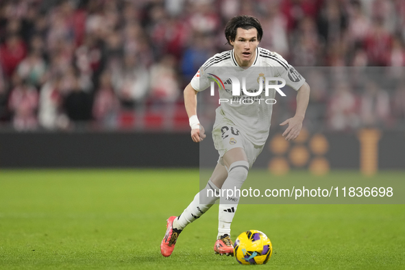 Fran Garcia left-back of Real Madrid and Spain during the La Liga match between Athletic Club and Real Madrid CF at Estadio de San Mames on...