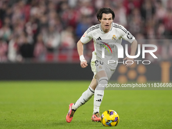 Fran Garcia left-back of Real Madrid and Spain during the La Liga match between Athletic Club and Real Madrid CF at Estadio de San Mames on...