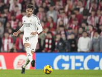 Raul Asencio centre-back of Real Madrid and Spain in action during the La Liga match between Athletic Club and Real Madrid CF at Estadio de...