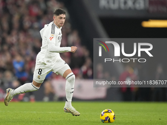 Federico Valverde central midfield of Real Madrid and Uruguay during the La Liga match between Athletic Club and Real Madrid CF at Estadio d...