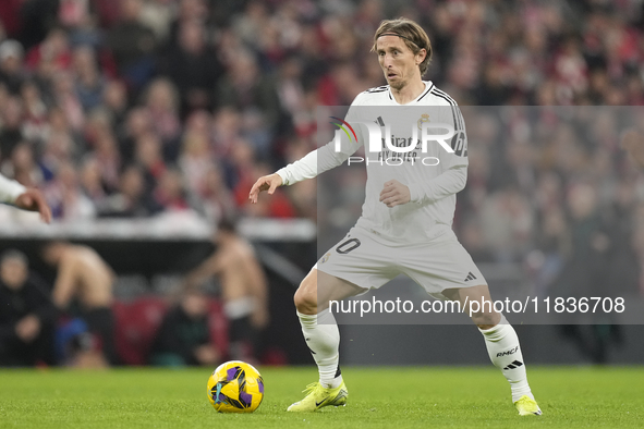 Luka Modric central midfield of Real Madrid and Croatia during the La Liga match between Athletic Club and Real Madrid CF at Estadio de San...