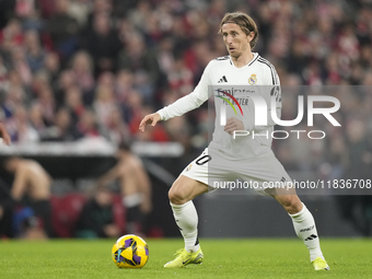 Luka Modric central midfield of Real Madrid and Croatia during the La Liga match between Athletic Club and Real Madrid CF at Estadio de San...