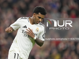 Rodrygo Goes right winger of Real Madrid and Brazil during the La Liga match between Athletic Club and Real Madrid CF at Estadio de San Mame...