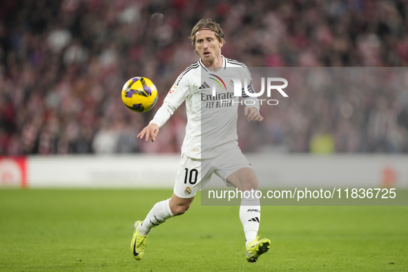 Luka Modric central midfield of Real Madrid and Croatia during the La Liga match between Athletic Club and Real Madrid CF at Estadio de San...