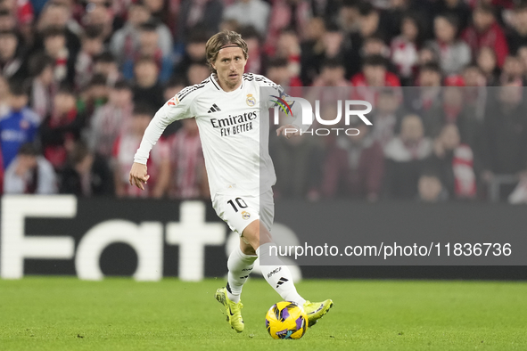 Luka Modric central midfield of Real Madrid and Croatia during the La Liga match between Athletic Club and Real Madrid CF at Estadio de San...