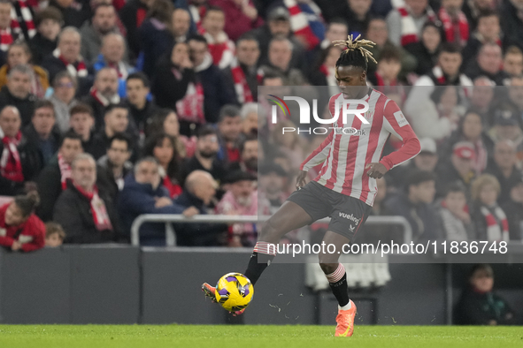 Nico Williams left winger of Athletic Club and Spain during the La Liga match between Athletic Club and Real Madrid CF at Estadio de San Mam...