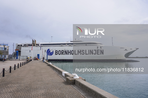 The Bornholmslinjen ferry, which connects Ystad in Sweden and Rone on Bornholm Island in Denmark, is seen in Ystad, Sweden, on August 4, 202...