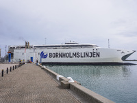 The Bornholmslinjen ferry, which connects Ystad in Sweden and Rone on Bornholm Island in Denmark, is seen in Ystad, Sweden, on August 4, 202...