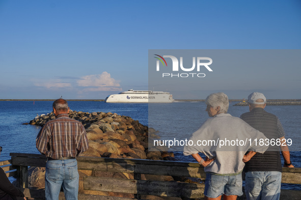 The Bornholmslinjen ferry, which connects Ystad in Sweden and Rone on Bornholm Island in Denmark, is seen in Ystad, Sweden, on August 4, 202...