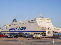 The Unity Line Polonia ferry, which connects Ystad and Swinoujscie in Poland, is seen in Ystad, Sweden, on August 4, 2024. (