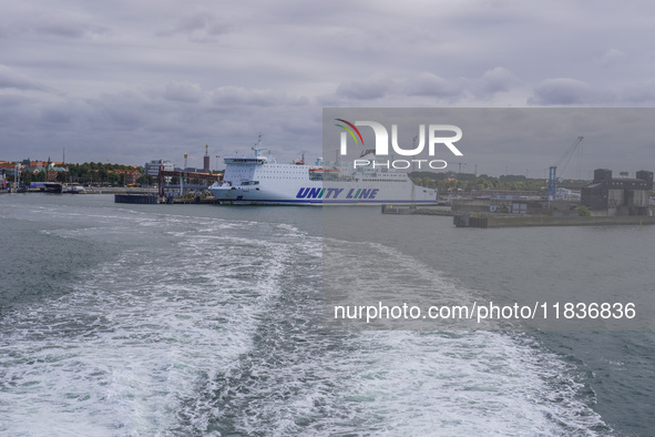 The Unity Line Polonia ferry, which connects Ystad and Swinoujscie in Poland, is seen in Ystad, Sweden, on August 4, 2024. 