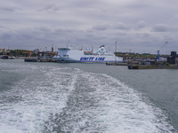 The Unity Line Polonia ferry, which connects Ystad and Swinoujscie in Poland, is seen in Ystad, Sweden, on August 4, 2024. (