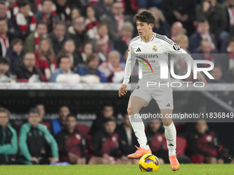 Arda Guler attacking midfield of Real Madrid and Turkey during the La Liga match between Athletic Club and Real Madrid CF at Estadio de San...