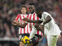 Antonio Rudiger centre-back of Real Madrid and Germany and Inaki Williams right winger of Athletic Club and Ghana compete for the ball durin...