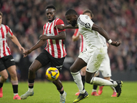 Antonio Rudiger centre-back of Real Madrid and Germany and Inaki Williams right winger of Athletic Club and Ghana compete for the ball durin...