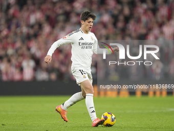 Arda Guler attacking midfield of Real Madrid and Turkey during the La Liga match between Athletic Club and Real Madrid CF at Estadio de San...