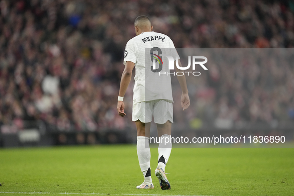 Kylian Mbappe centre-forward of Real Madrid and France during the La Liga match between Athletic Club and Real Madrid CF at Estadio de San M...