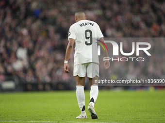 Kylian Mbappe centre-forward of Real Madrid and France during the La Liga match between Athletic Club and Real Madrid CF at Estadio de San M...