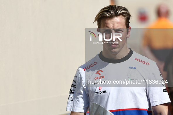 Liam Lawson of RB ahead of the Formula 1 Austrian Grand Prix at Yas Marina Circuit in Abu Dhabi, United Arab Emirates on Devember 5, 2024. 