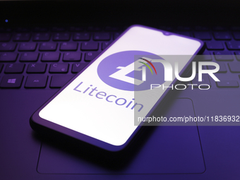 The Litecoin logo appears on the screen of a smartphone in Reno, United States, on December 5, 2024. (