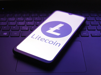 The Litecoin logo appears on the screen of a smartphone in Reno, United States, on December 5, 2024. (