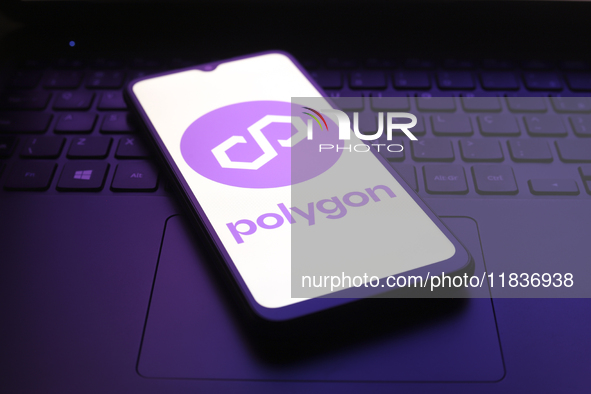 The Polygon logo appears on the screen of a smartphone in Reno, United States, on December 5, 2024. 