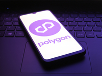 The Polygon logo appears on the screen of a smartphone in Reno, United States, on December 5, 2024. (